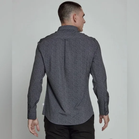 7DIAMONDS‎ Nolan 4 Way Stretch Long Sleeve Button Down Shirt Black Large - Picture 3 of 9